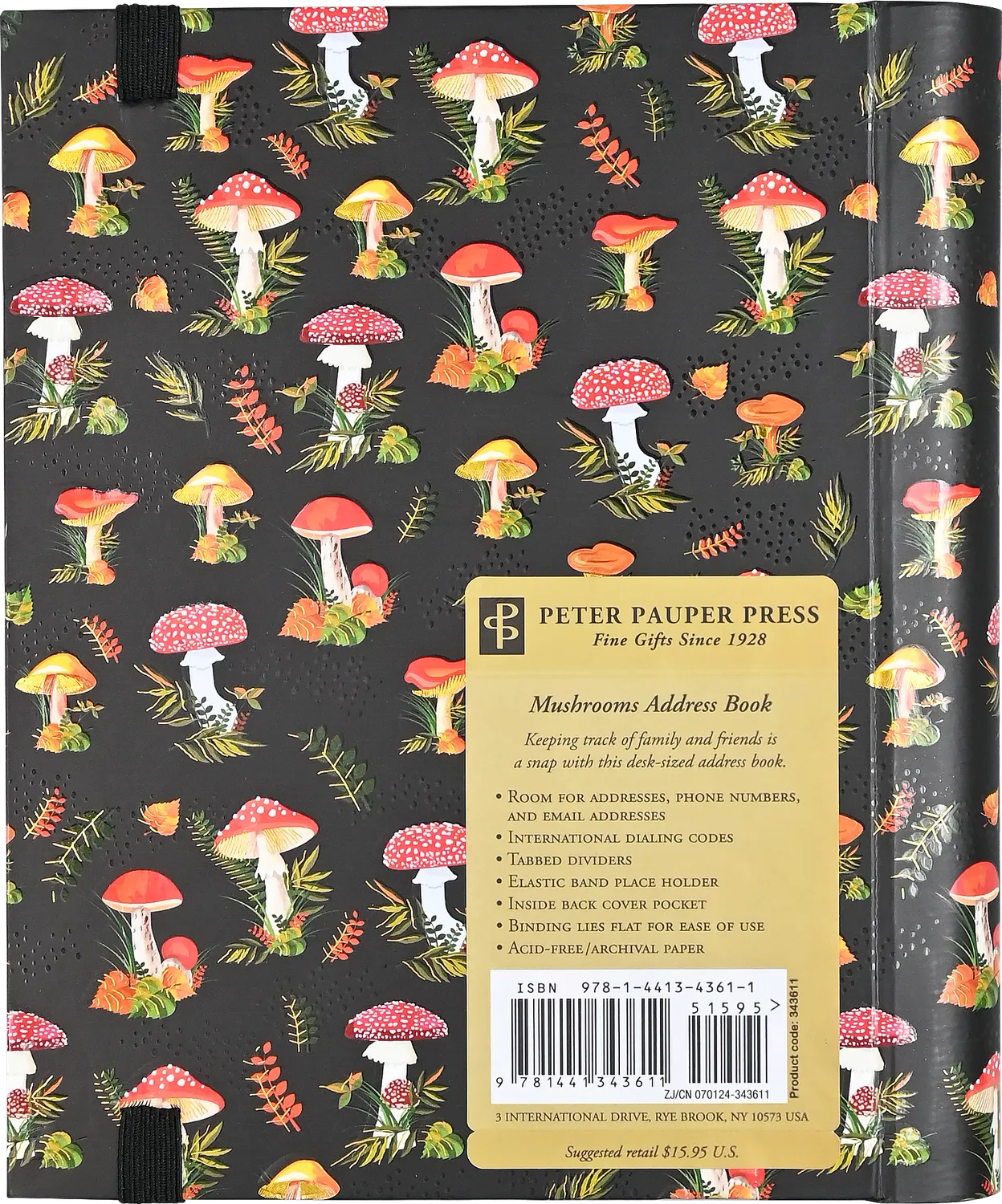 Peter Pauper Press Mushrooms adressebok stor sopp