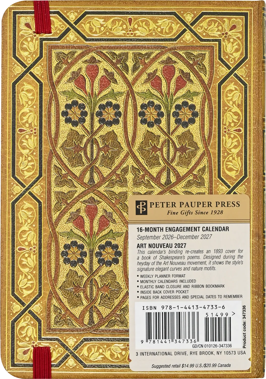 Peter Pauper Press Art Nouveau ukeplaner 2027 kompakt