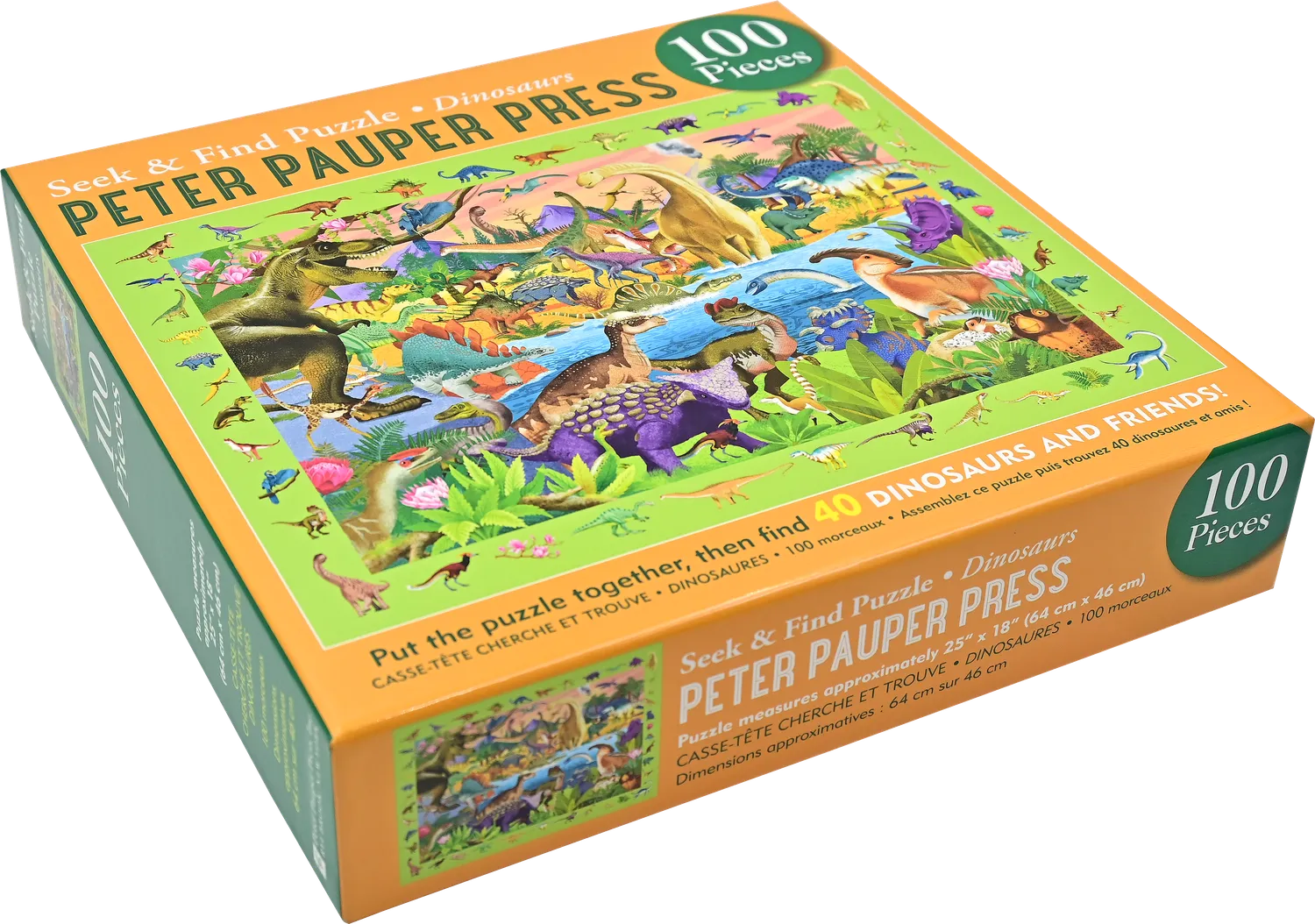 Peter Pauper Press Dinosaurs puslespill 100 brikker seek-find