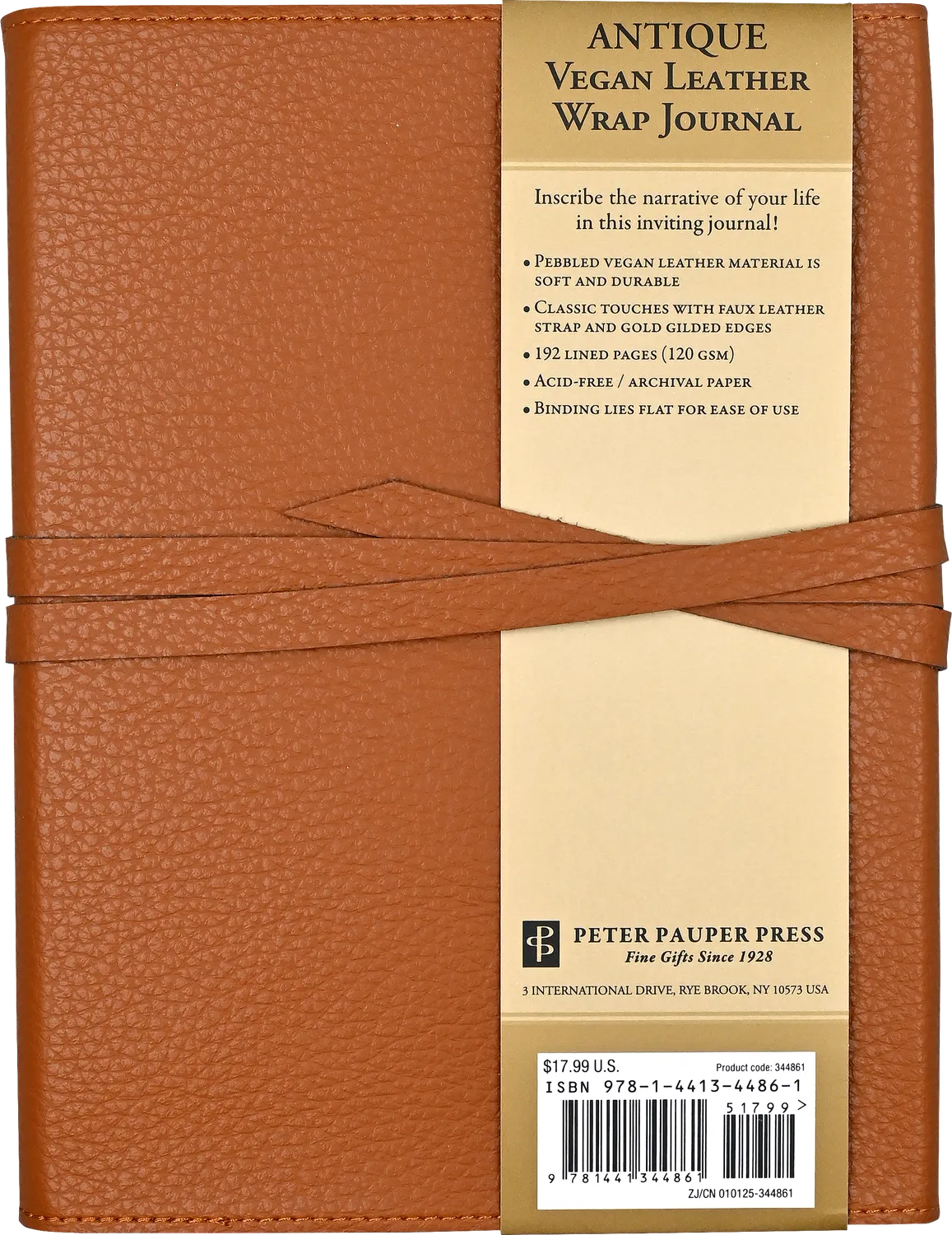 Peter Pauper Press Leather Wrap journal linjert vegansk skinn