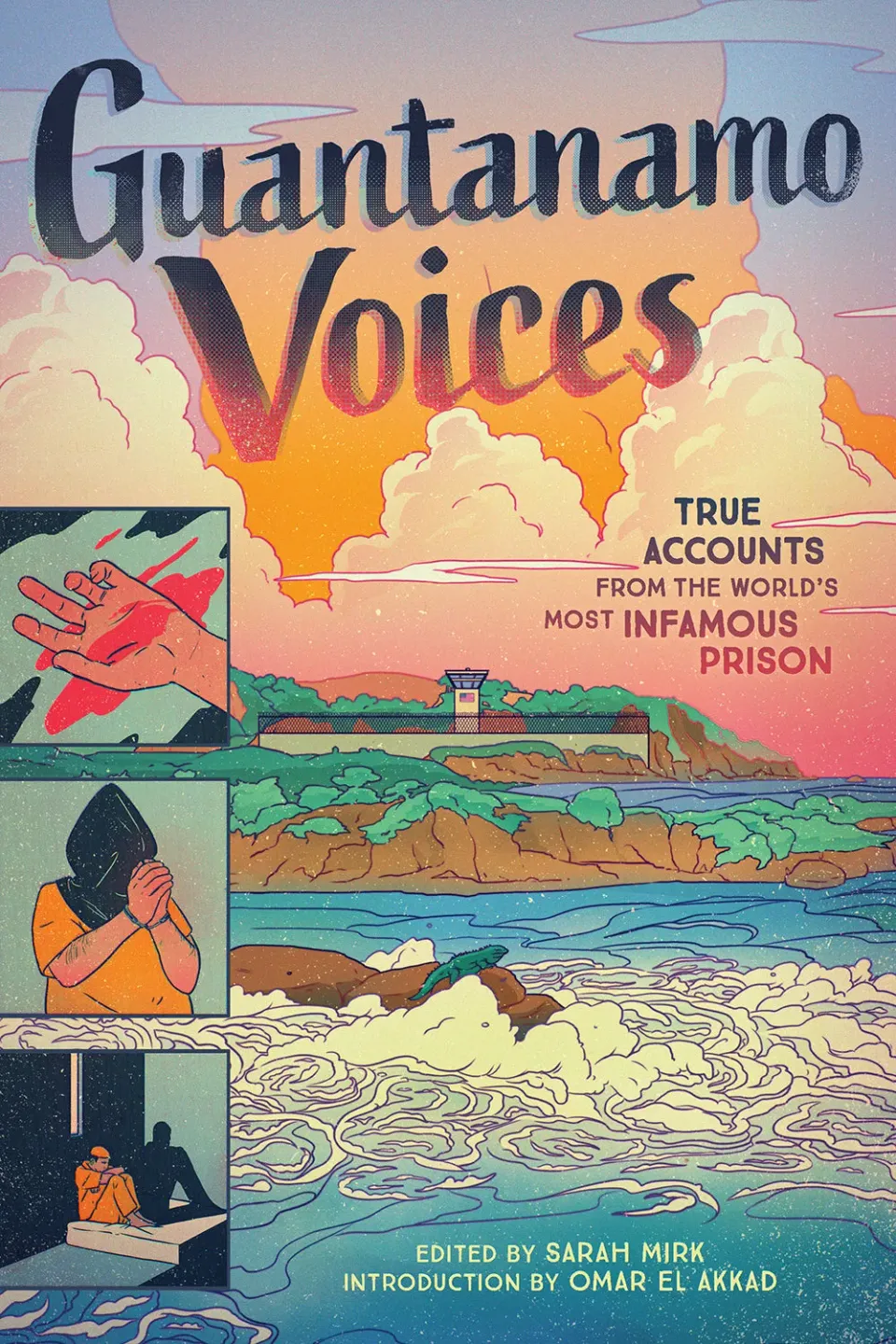 Guantanamo Voices tegneserie innbundet illustrerte intervjuer