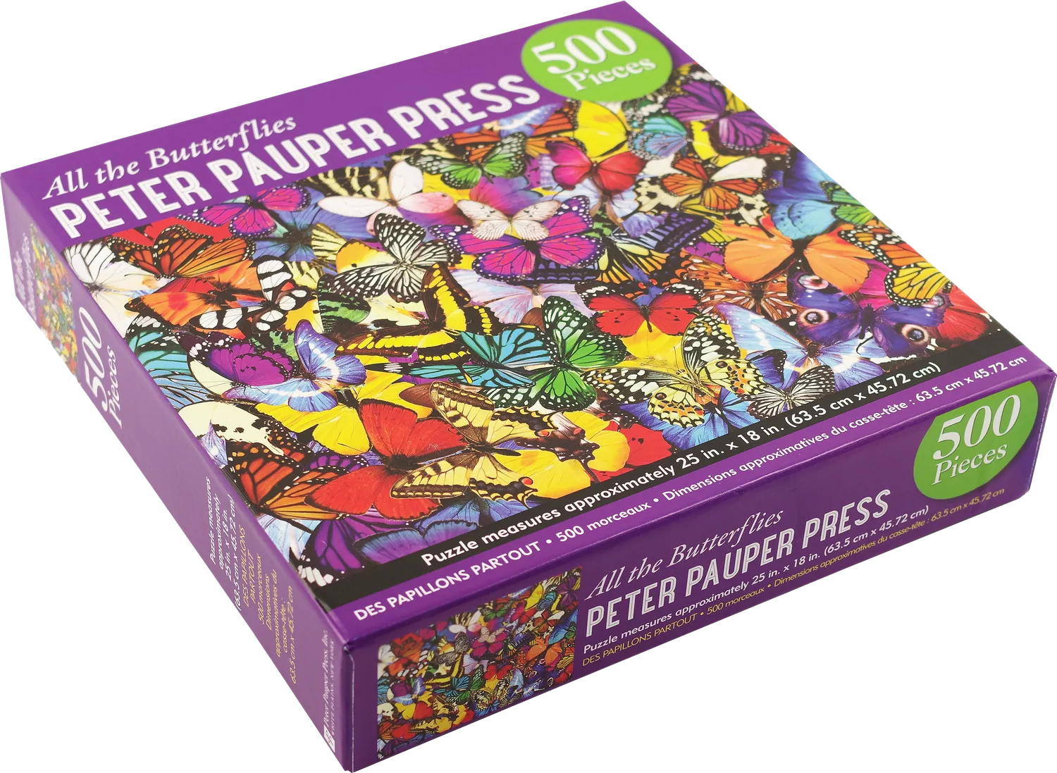Peter Pauper Press All the Butterflies puslespill 500 brikker sommerfugl