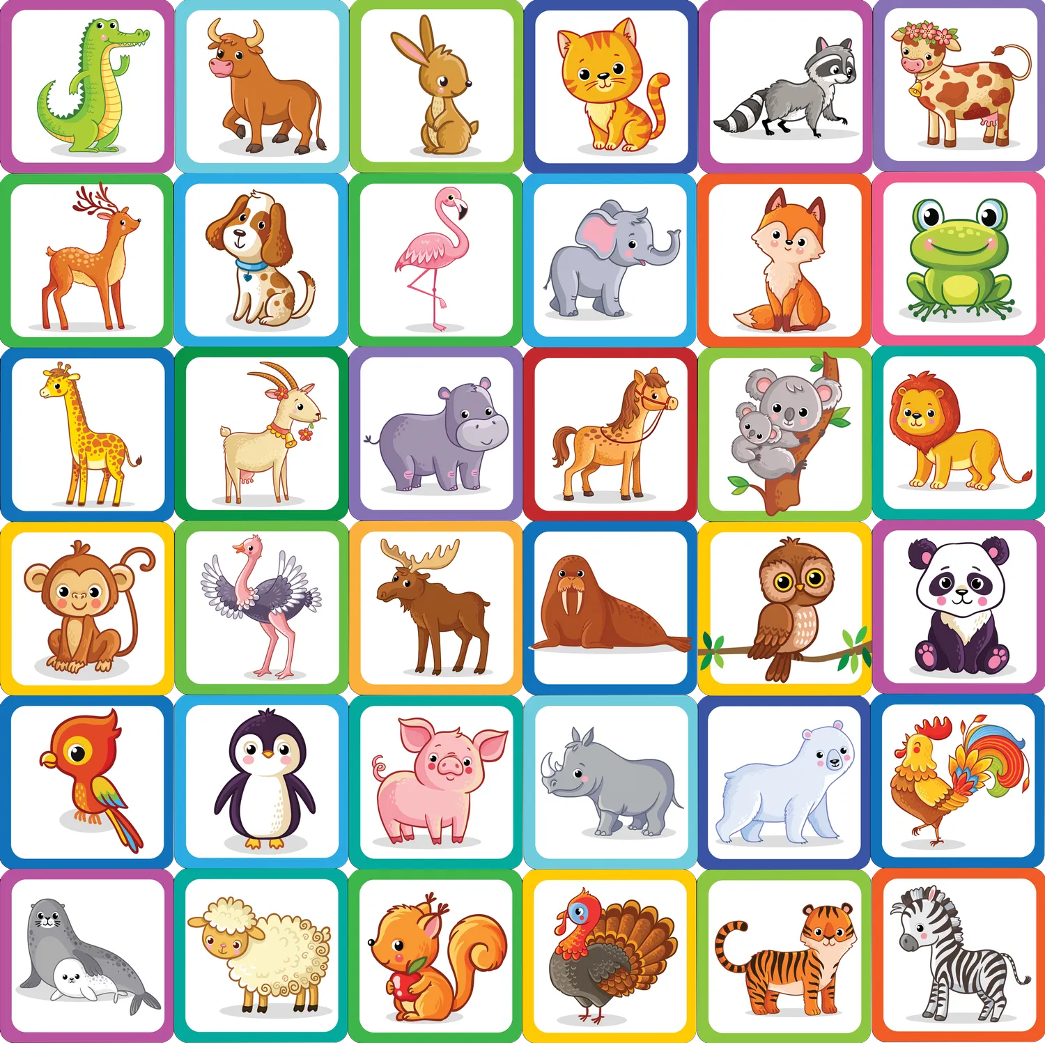 Peter Pauper Press Animals Memory Match memospill 72 kort