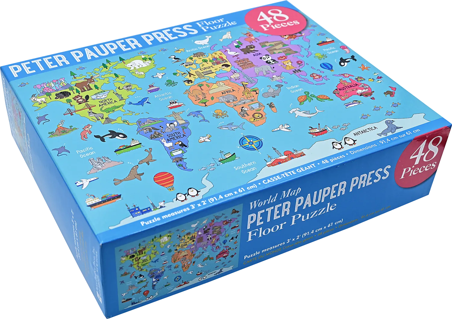 Peter Pauper Press World Map gulvpuslespill 48 brikker