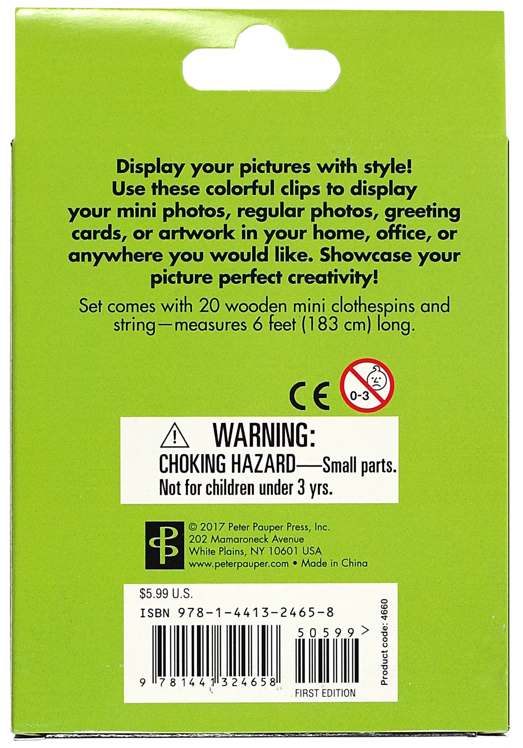 Peter Pauper Press Multicolor Instant Film fotoklemmer 20-pk farget