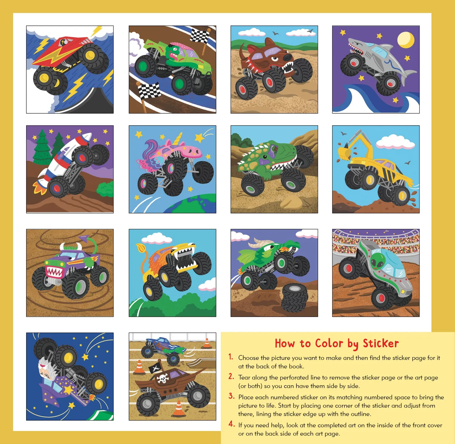 Peter Pauper Press My First Monster Trucks klistremerkebok