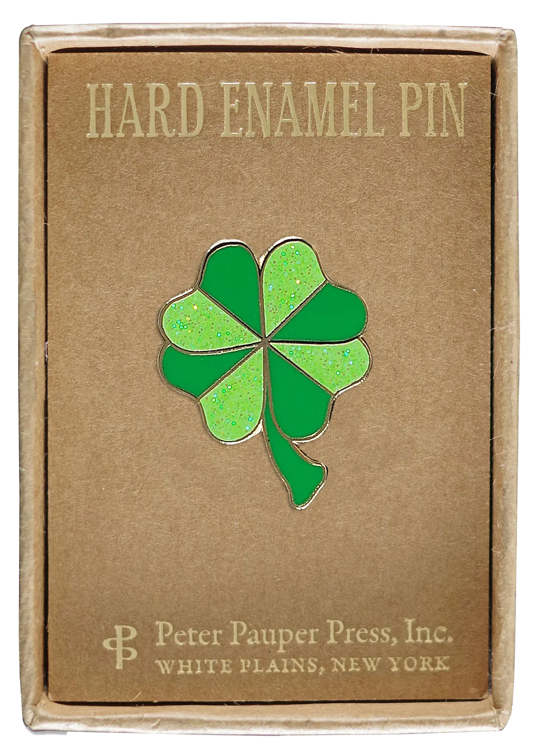 Peter Pauper Press Shamrock emaljepin grønn glitter