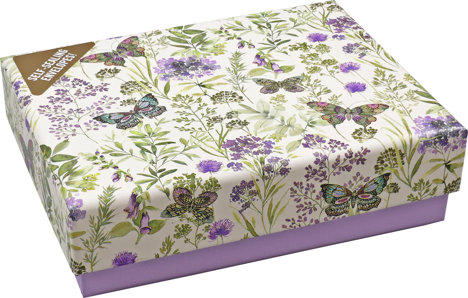 Peter Pauper Press Amethyst Butterflies notatkort 14-pk gullfolie