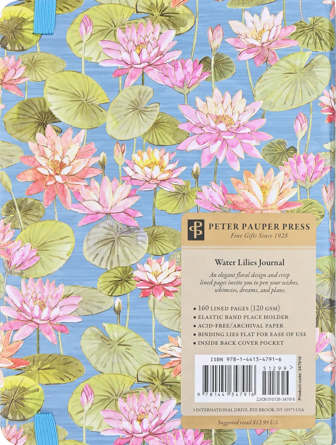 Peter Pauper Press Water Lilies journal notatbok linjert