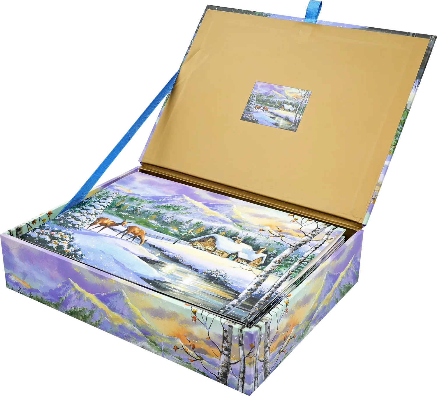 Peter Pauper Press Winter Sunset julekort 20-pk gullfolie