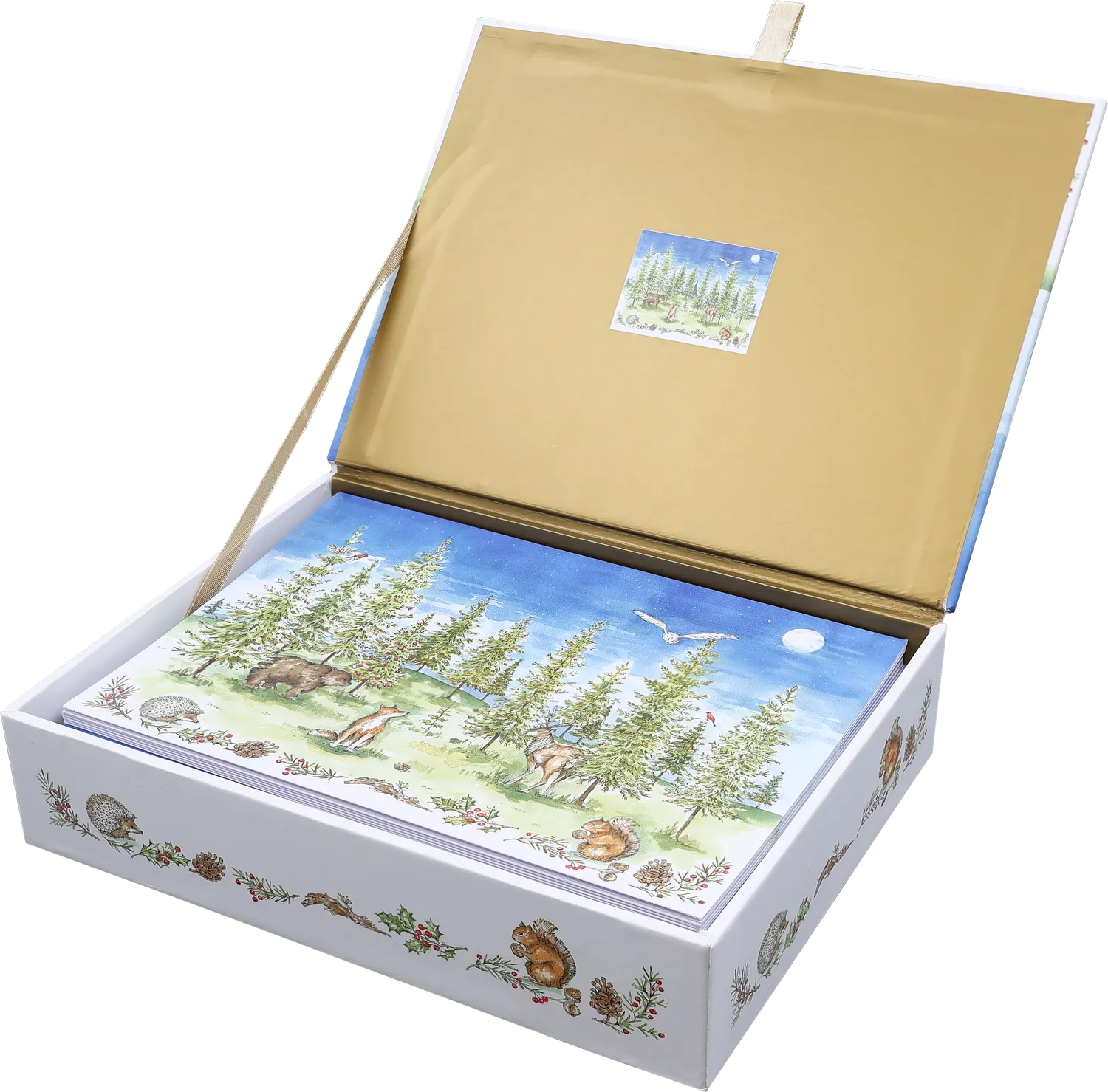 Peter Pauper Press Woodland Wonder julekort 20-pk gullfolie