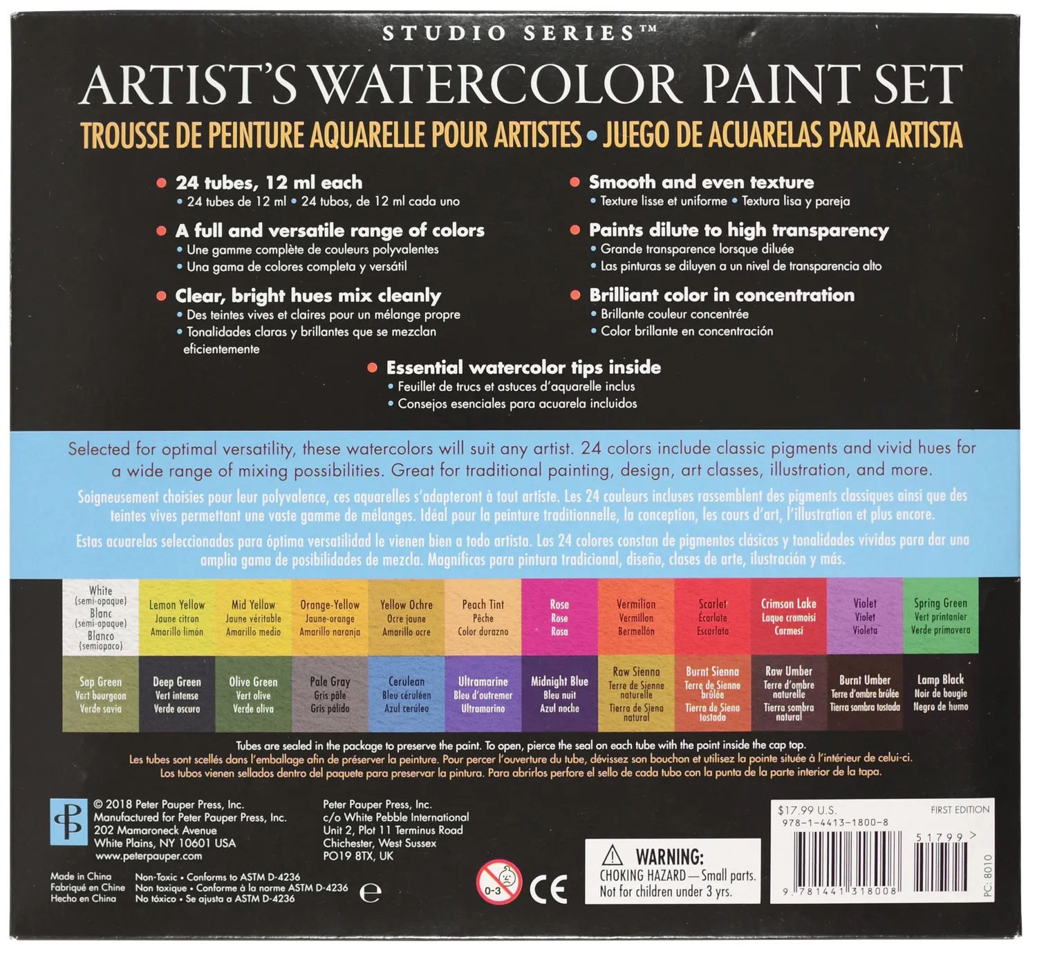 Peter Pauper Press Studio Series Artist's Watercolor akvarellsett 24 tuber