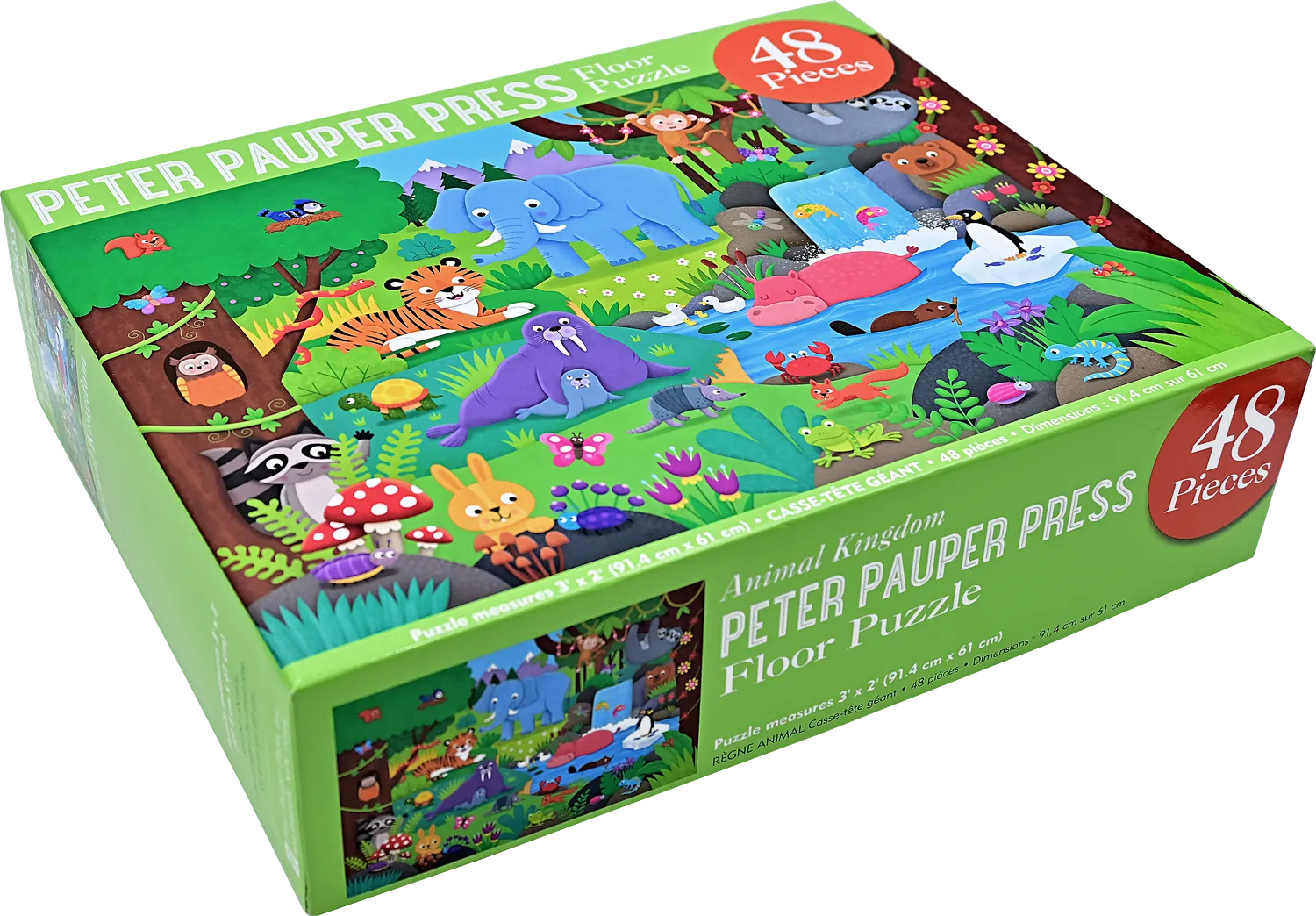 Peter Pauper Press Animal Kingdom gulvpuslespill 48 brikker