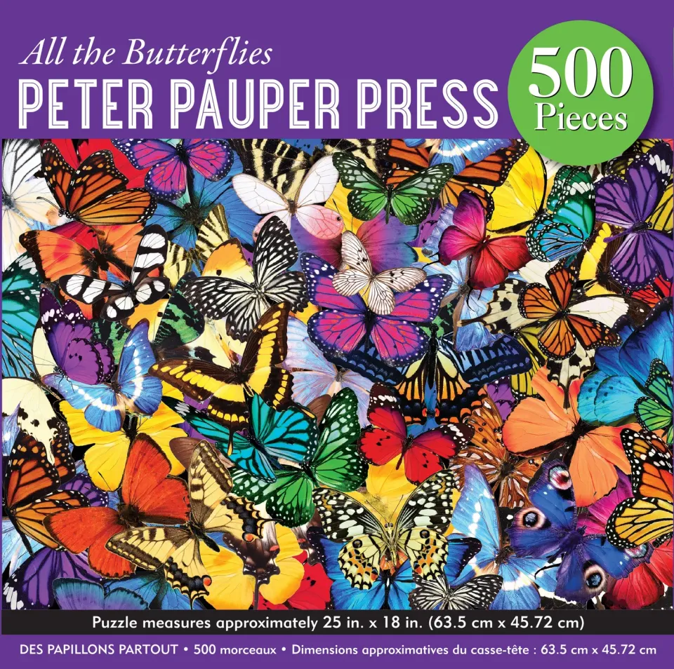 Peter Pauper Press All the Butterflies puslespill 500 brikker sommerfugl