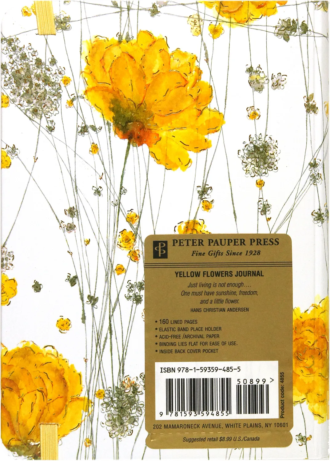 Peter Pauper Press Yellow Flowers notatbok linjert liten