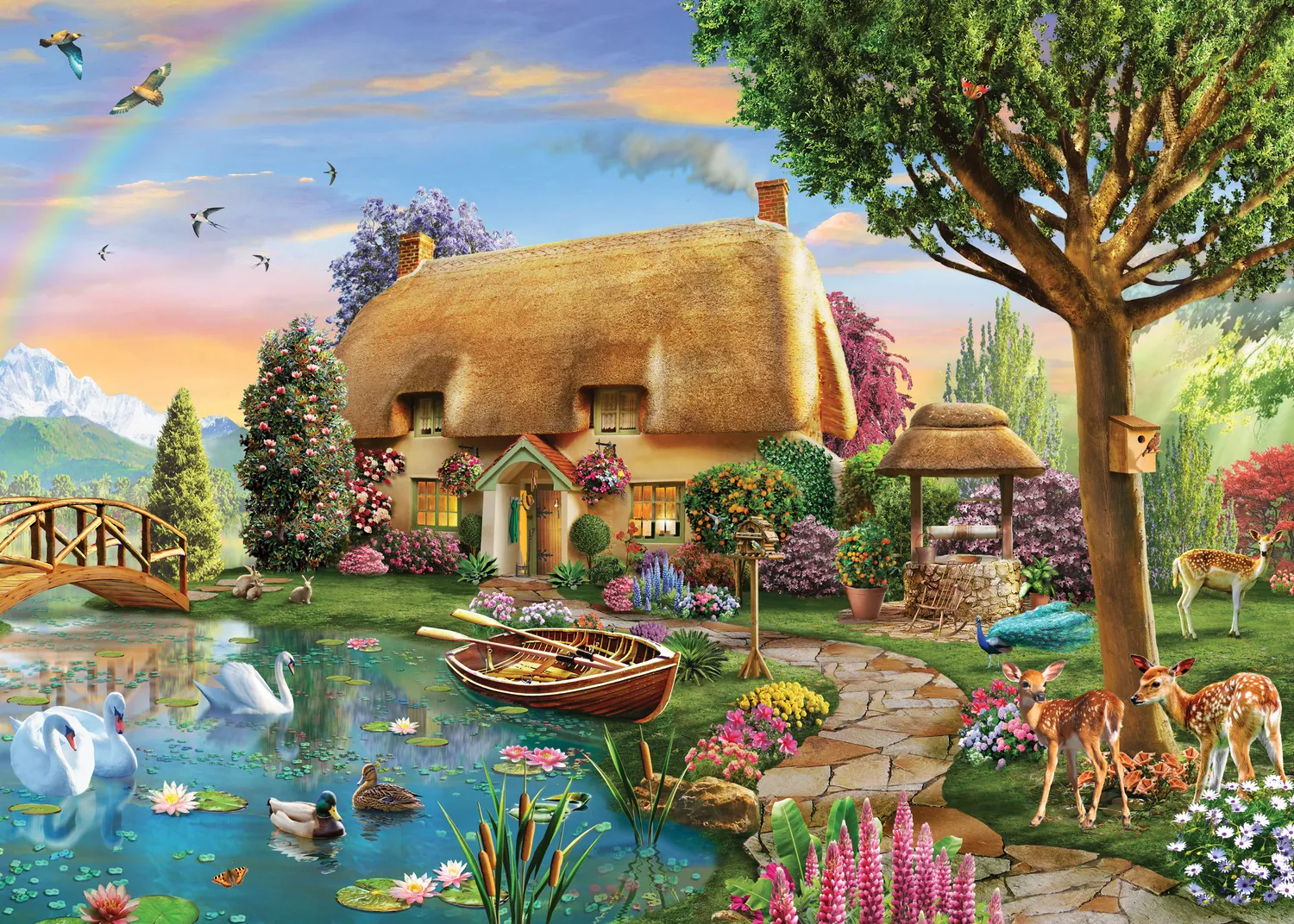 Peter Pauper Press Lakeside Cottage puslespill 1000 brikker gullfolie