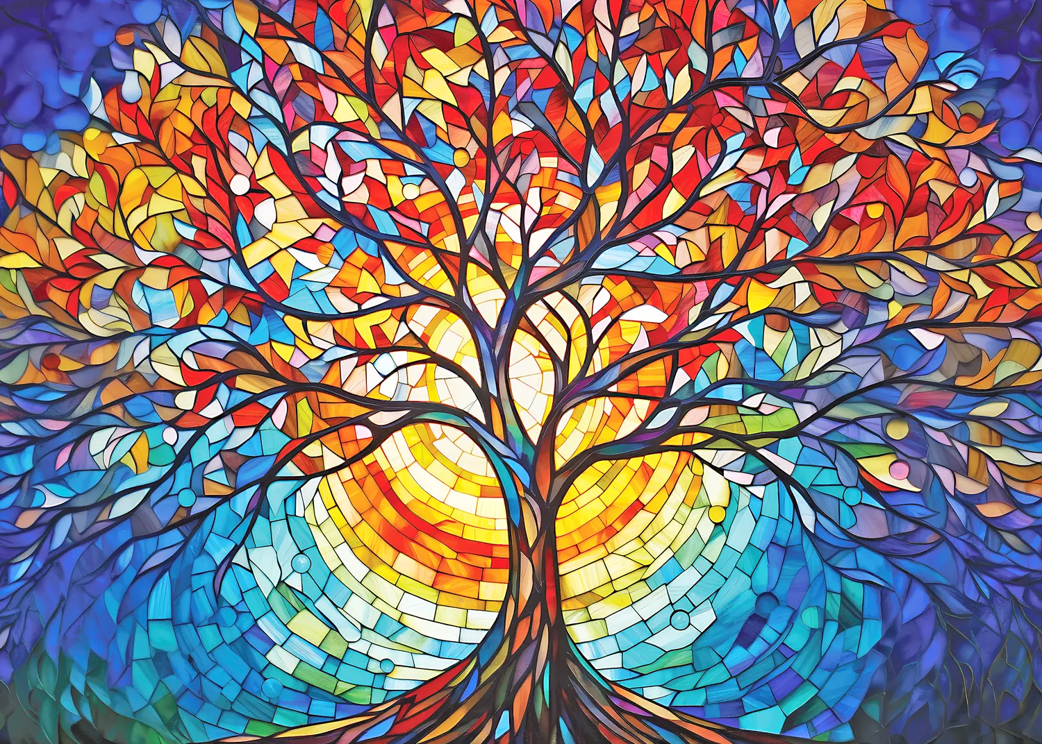 Peter Pauper Press Stained Glass Tree of Life puslespill 1000 brikker