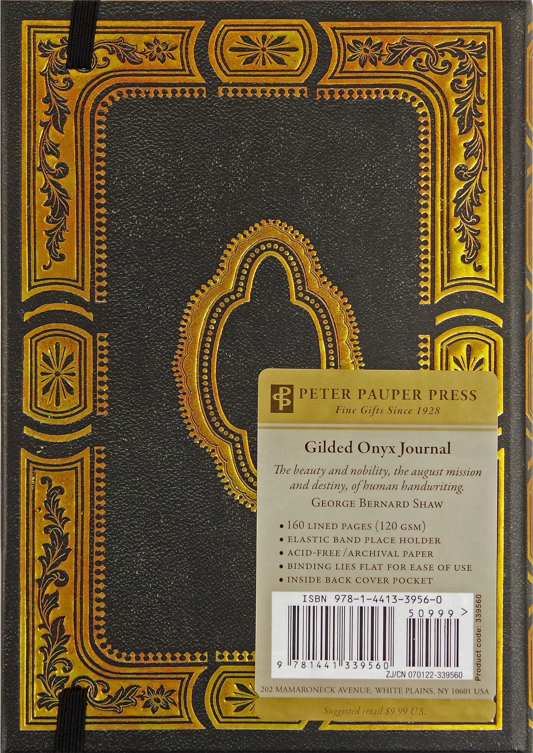 Peter Pauper Press Gilded Onyx journal linjert liten