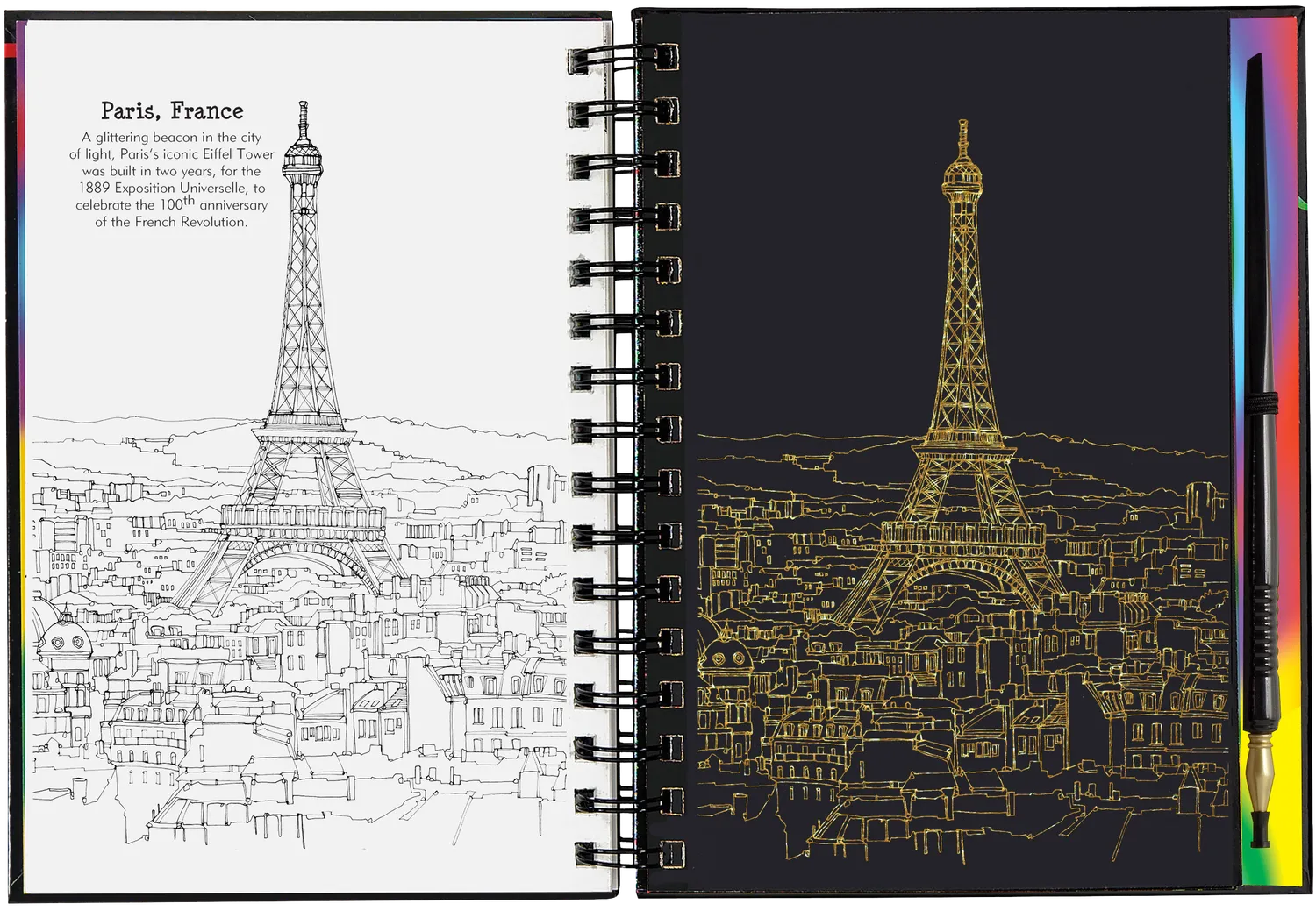 Peter Pauper Press Extreme Cities Scratch and Sketch skrapebok 20 byer