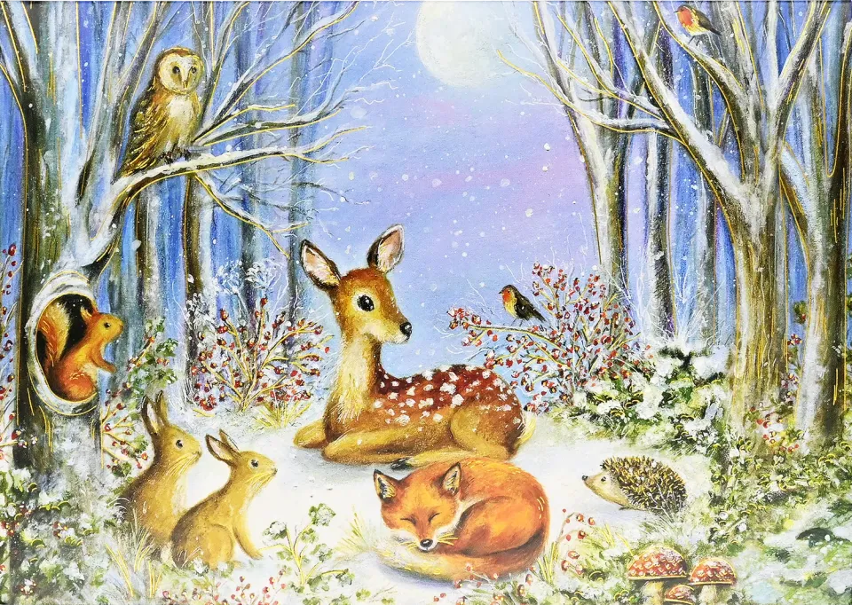 Peter Pauper Press Peaceful Forest Friends julekort 20 stk