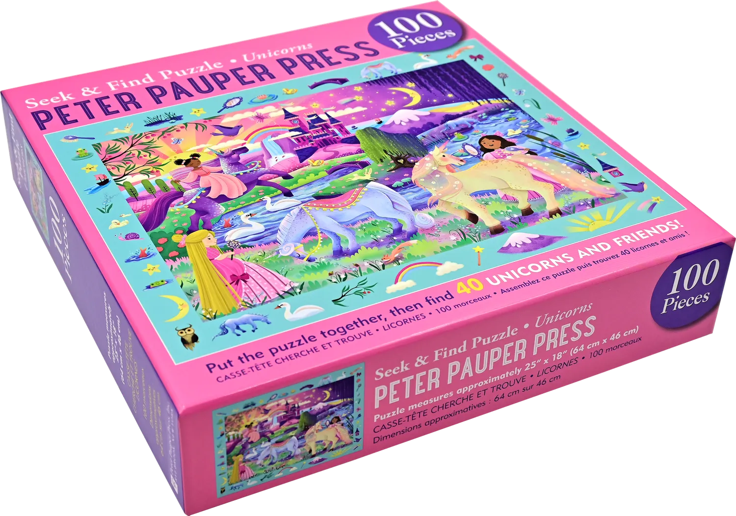 Peter Pauper Press Unicorns puslespill 100 brikker let og finn