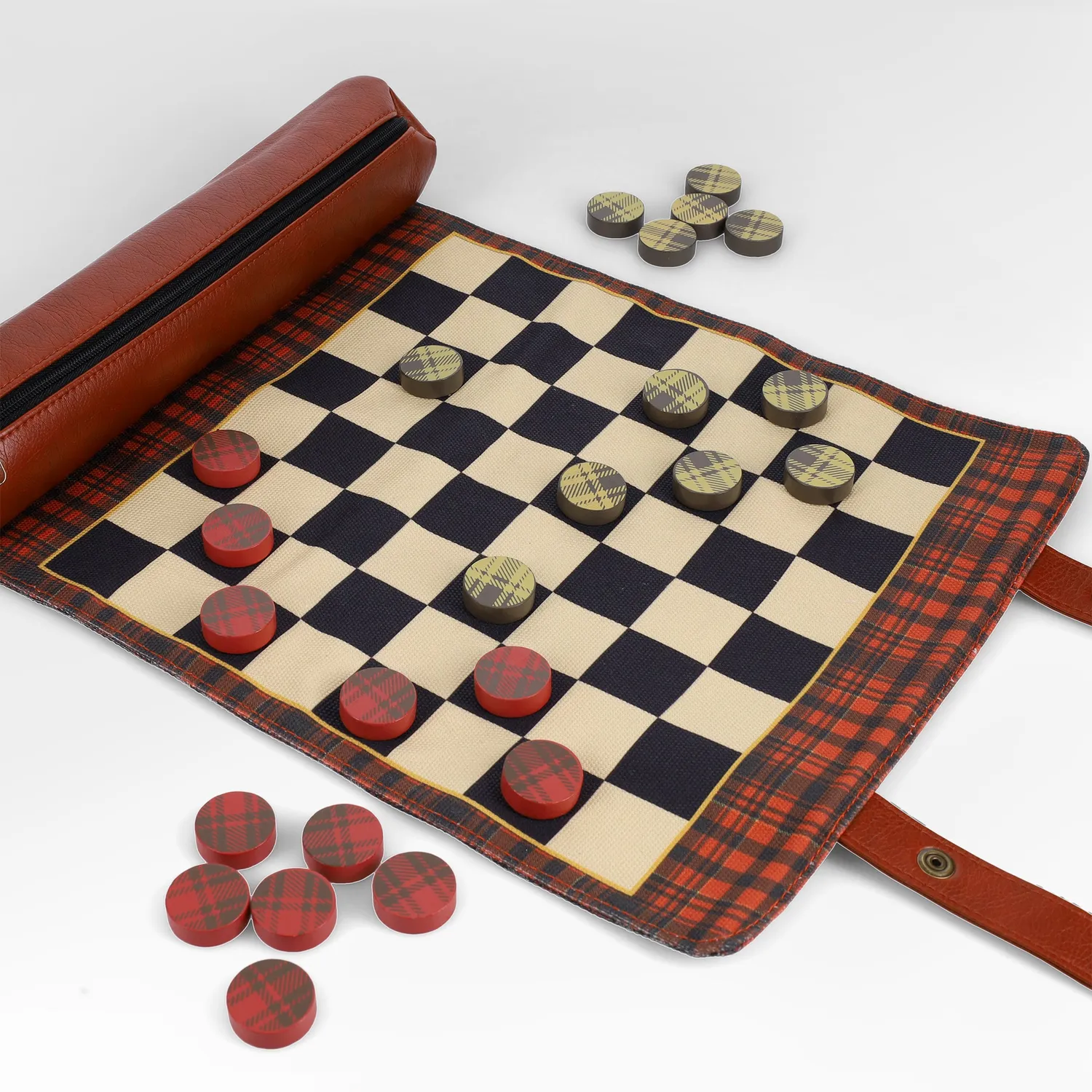 Pendleton Red Black Check sjakk og dammattespill reise