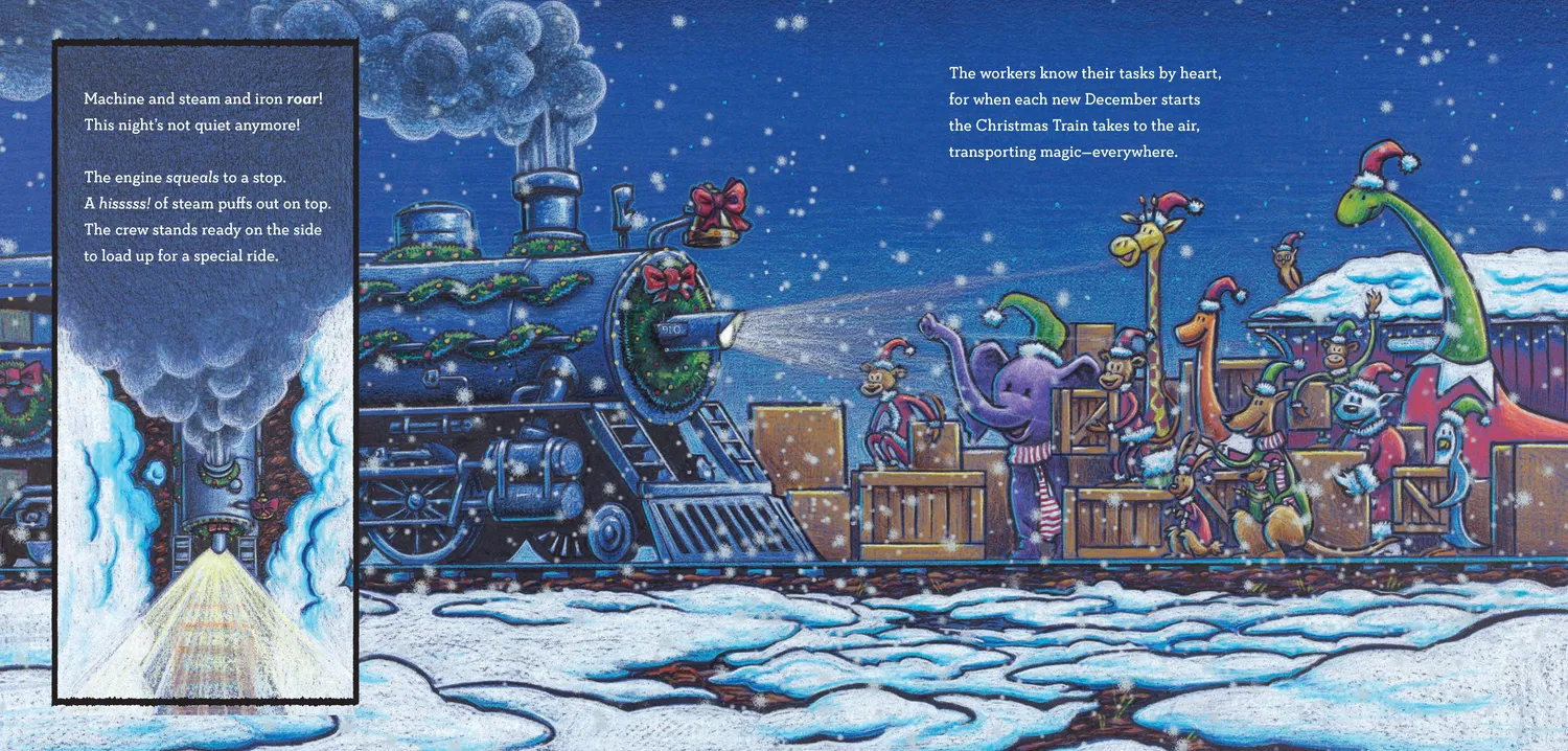 Abrams Steam Train Dream Train Christmas barnebok innbundet