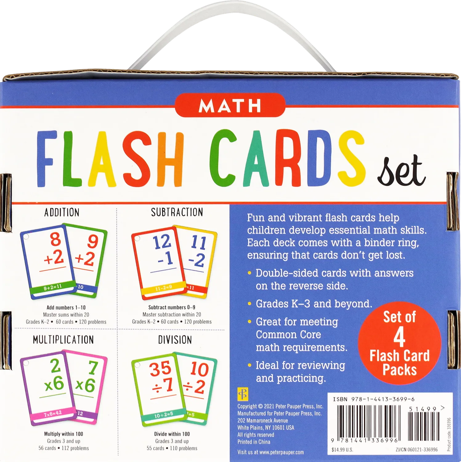 Peter Pauper Press Math Flash Cards puggekort 4-pakning