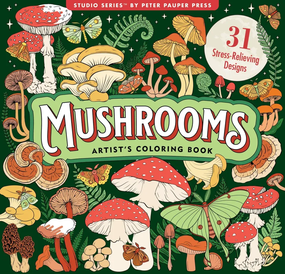 Peter Pauper Press Mushrooms fargeleggingsbok for voksne