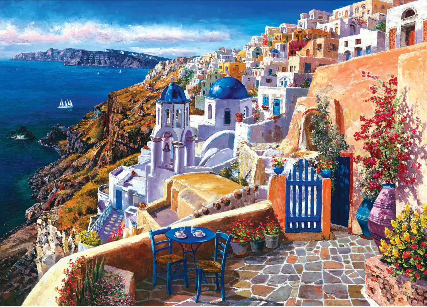 Peter Pauper Press Santorini puslespill 1000 brikker terrasse