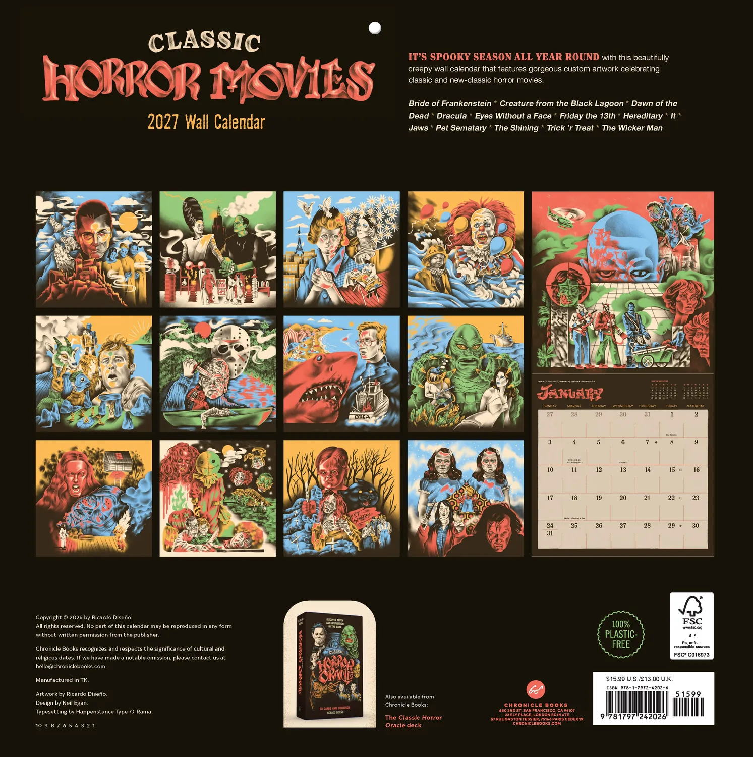 Abrams and Chronicle Classic Horror Movies 2027 veggkalender skrekkfilm