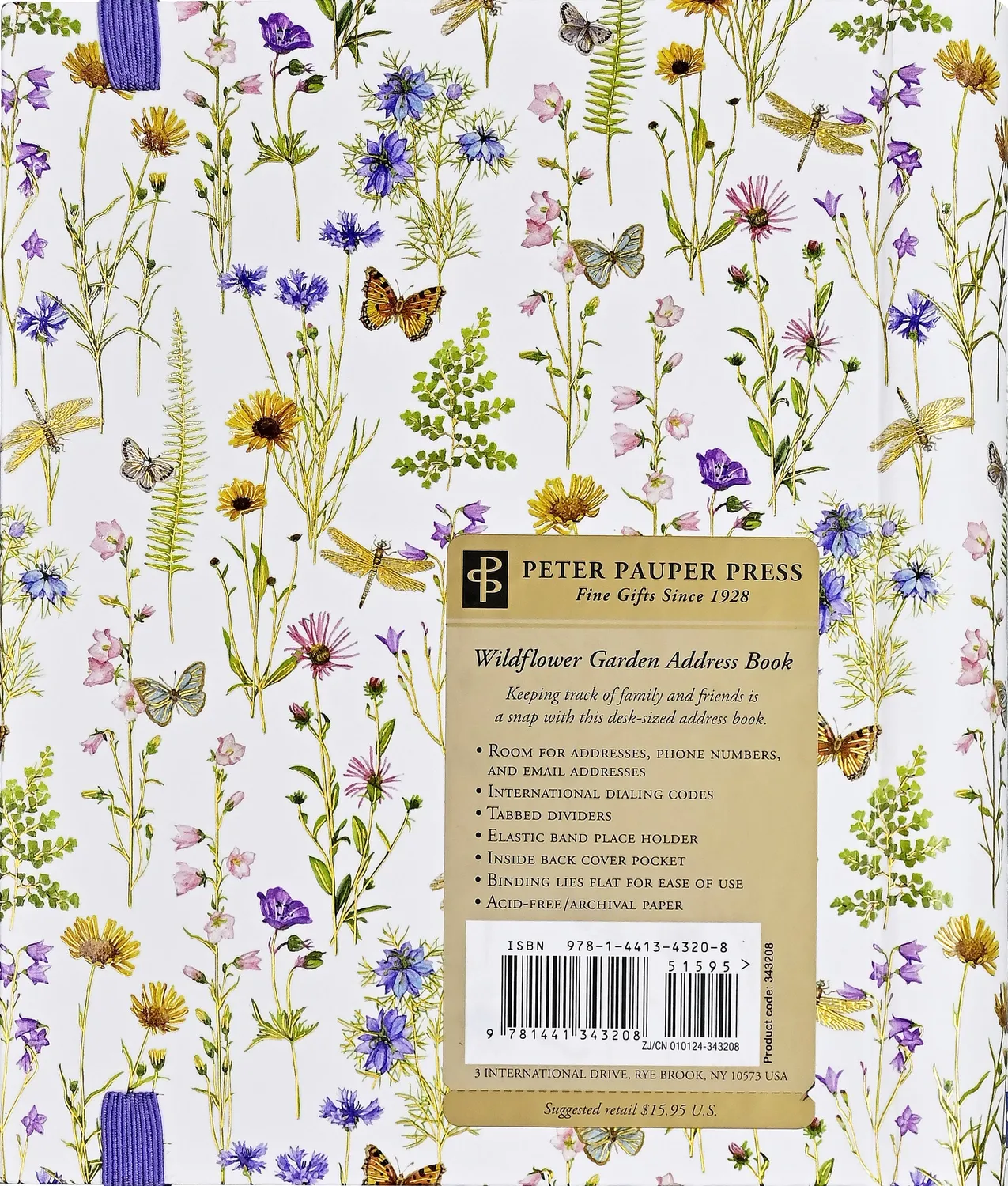 Peter Pauper Press Wildflower Garden adressebok large gullfolie