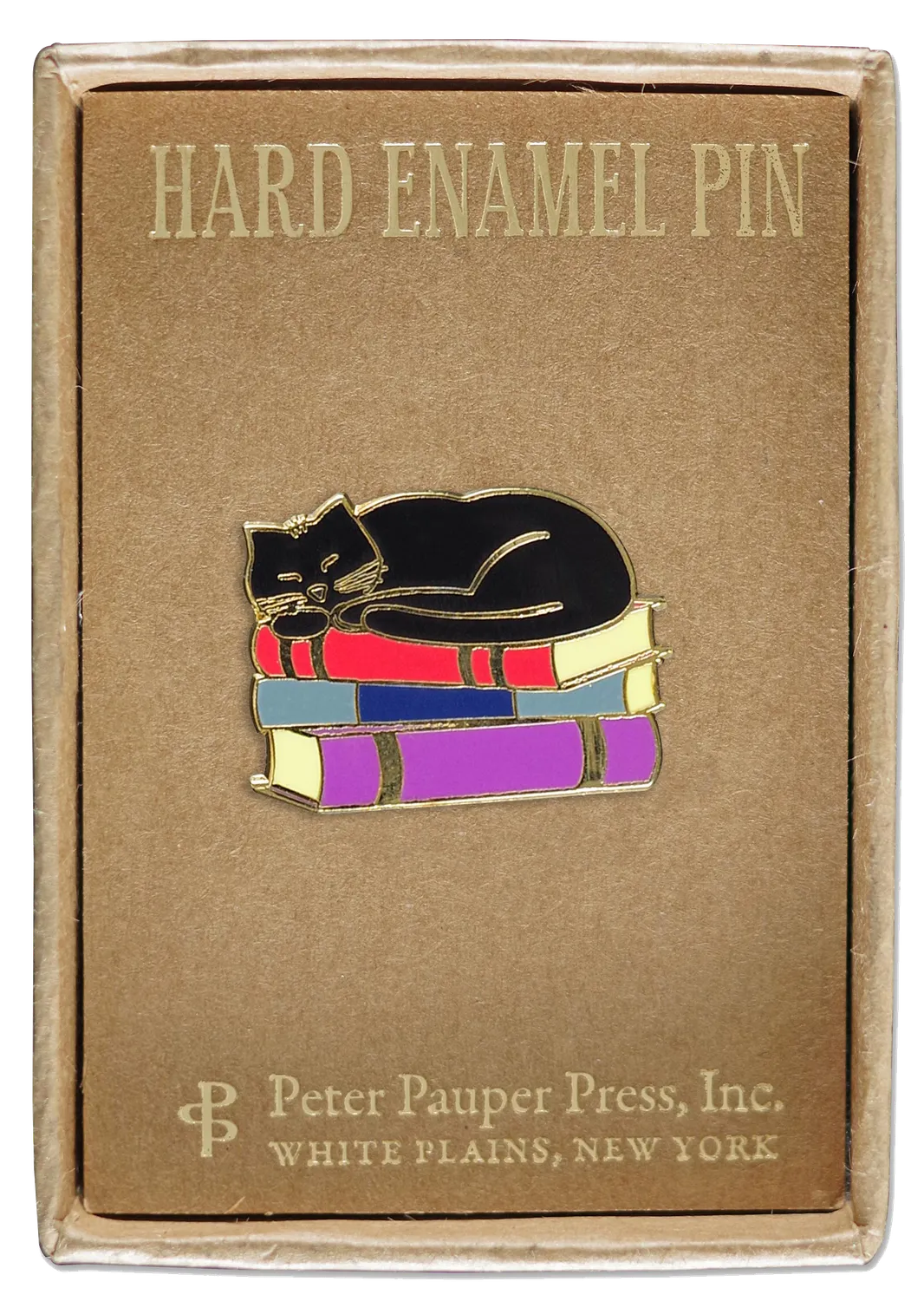 Peter Pauper Press Cat with Books emaljepin katt