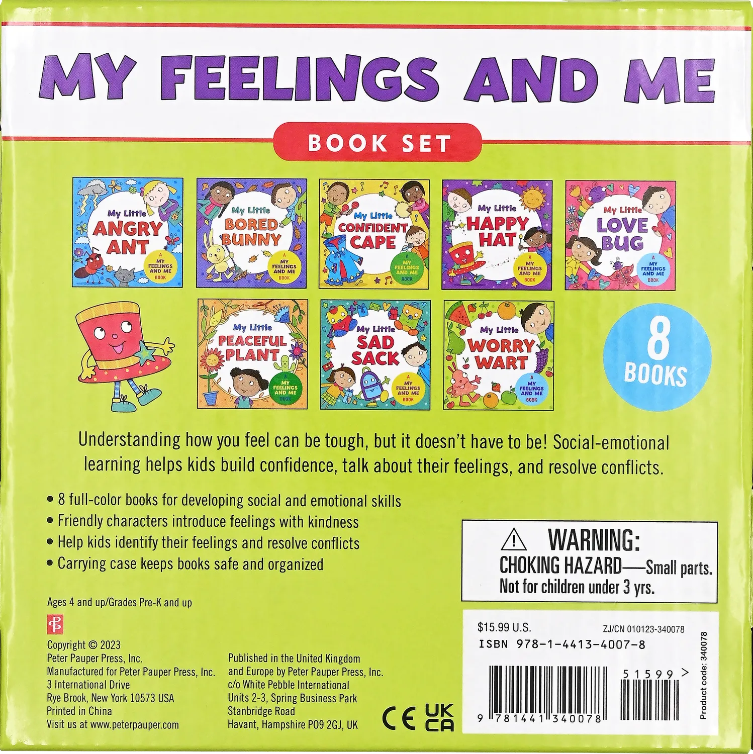 Peter Pauper Press My Feelings and Me bøker 8 stk følelser