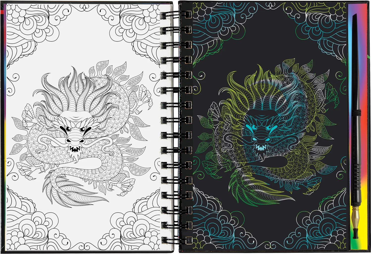 Scratch and Sketch Extreme Dragons skrapebok med penn