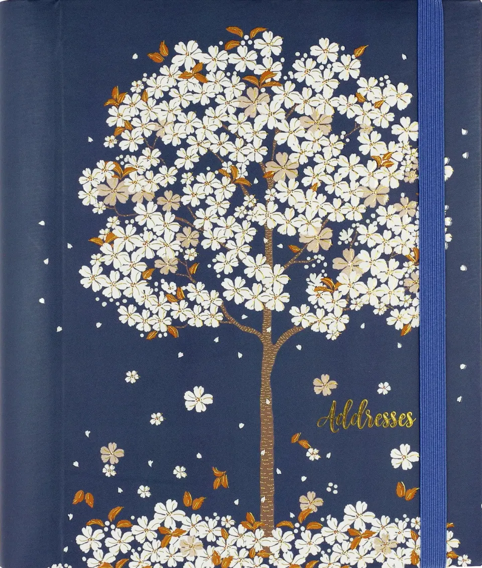 Peter Pauper Press Falling Blossoms adressebok stor blå