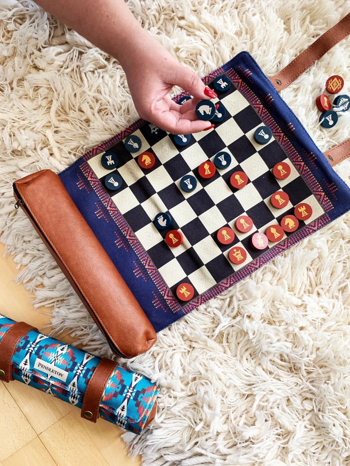 Pendleton Chess & Checkers reisespill sjakk rullbar