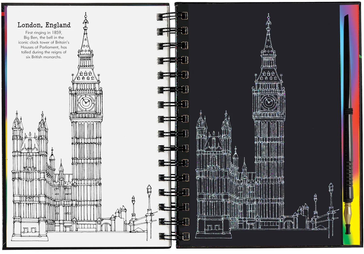 Peter Pauper Press Extreme Cities Scratch and Sketch skrapebok 20 byer