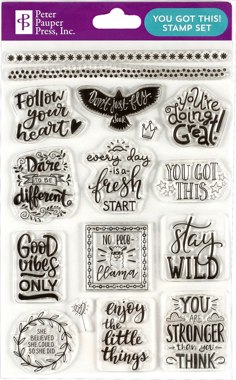 Peter Pauper Press You Got This stempelsett silikon 16 stk
