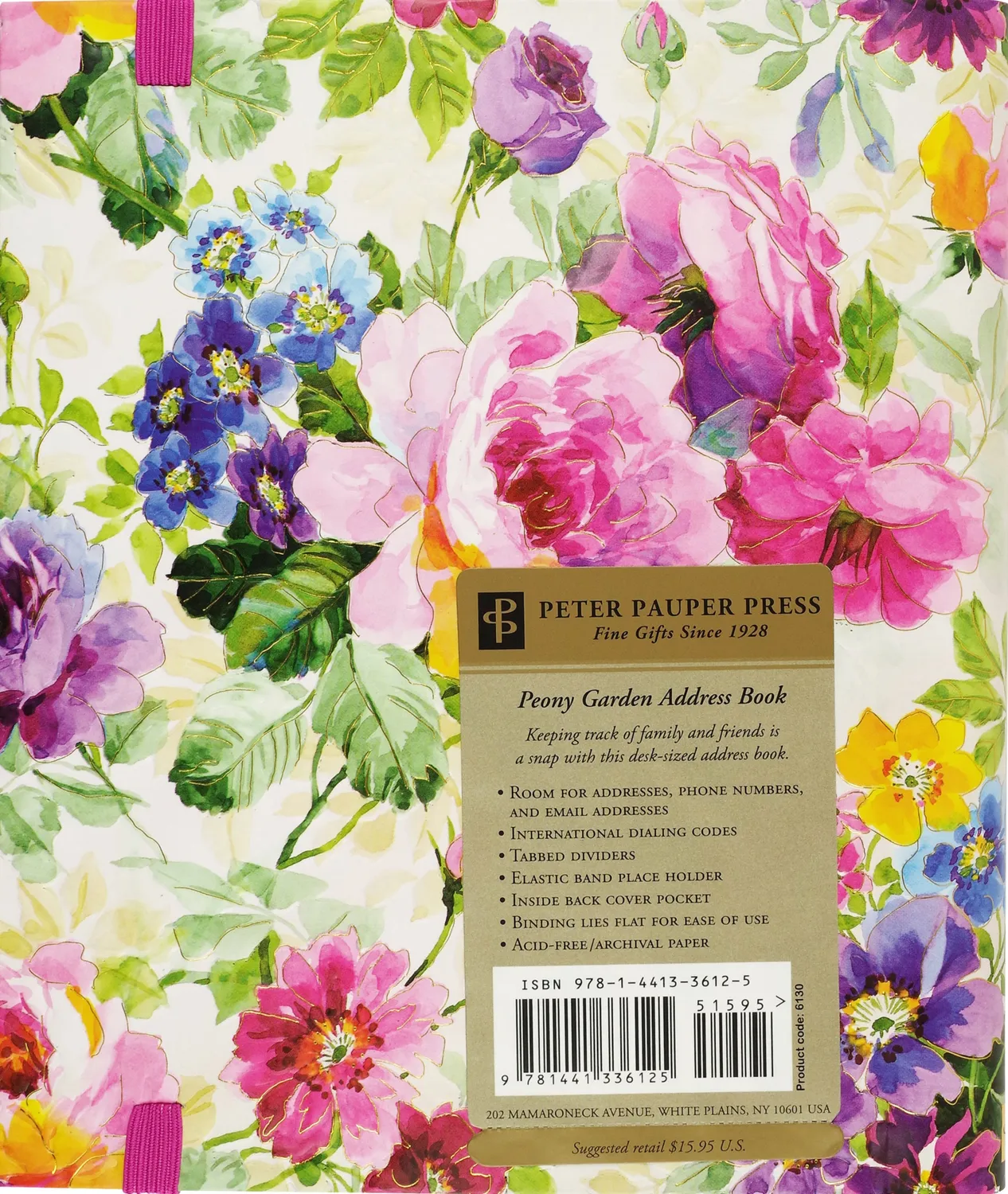 Peter Pauper Press Peony Garden Large adressebok stor