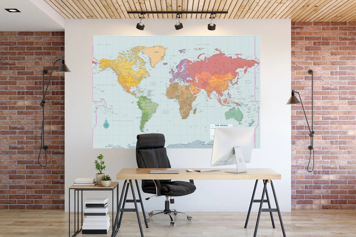 Peter Pauper Press Oversized World Wall Map veggkart laminert