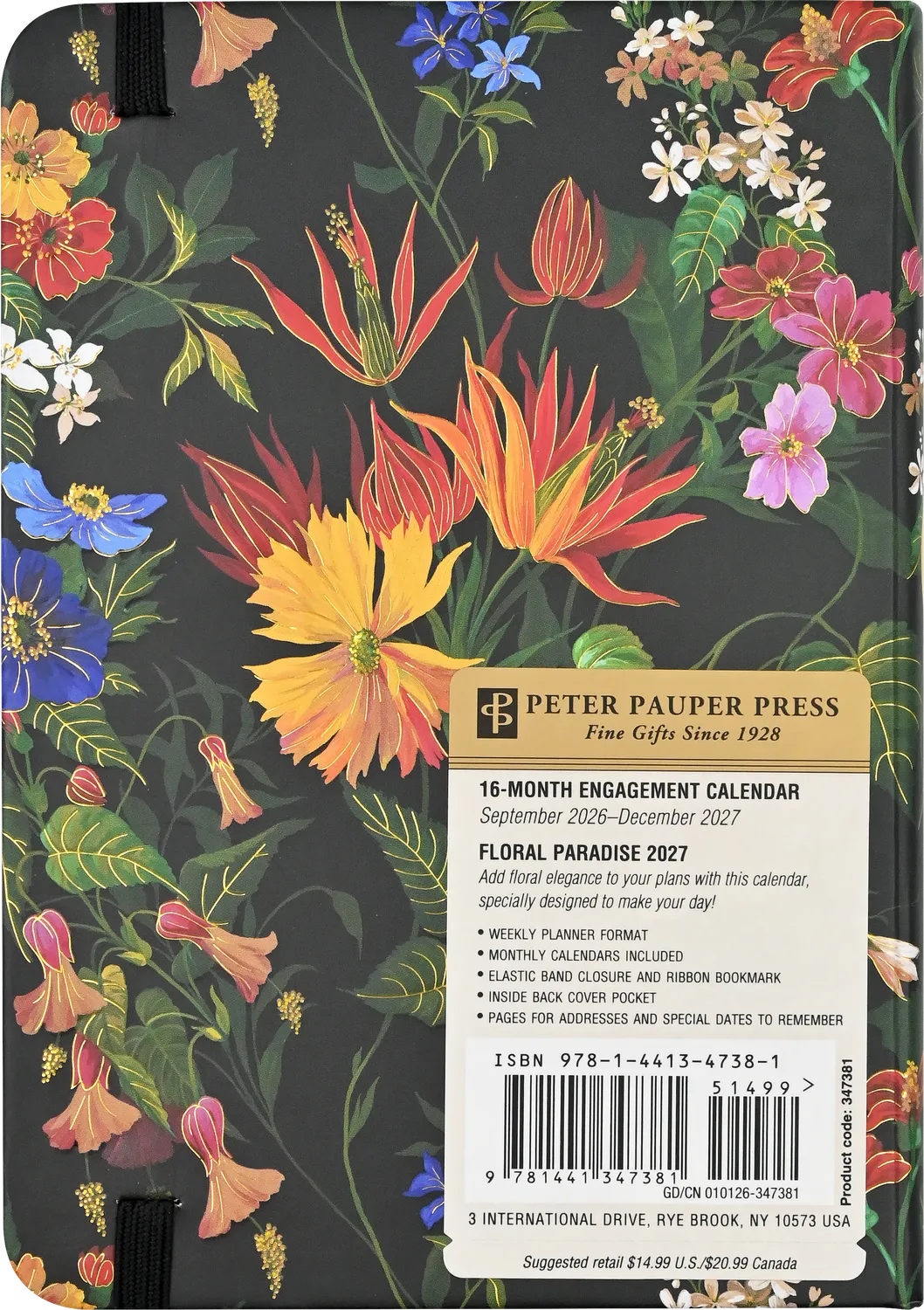 Peter Pauper Press 2027 Floral Paradise ukeplanlegger lomme