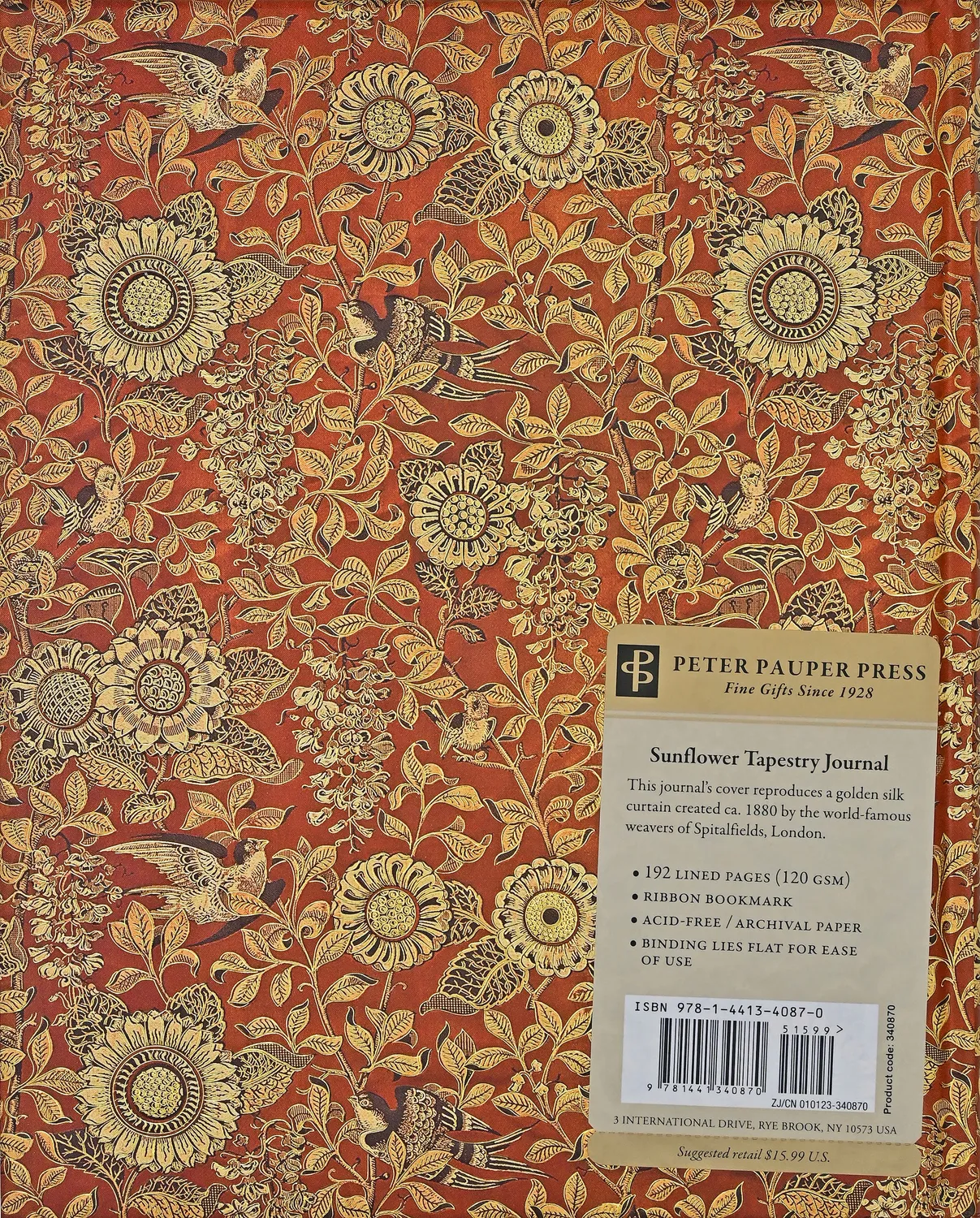 Peter Pauper Press Sunflower Tapestry journal innbundet linjert