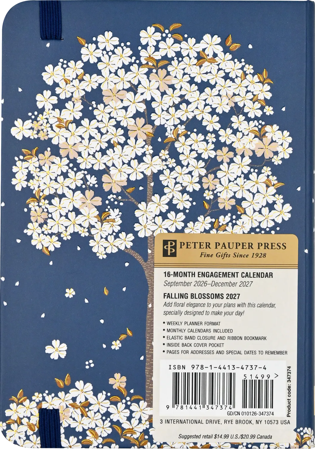 Peter Pauper Press Falling Blossoms 2027 ukeplanlegger 16 mnd