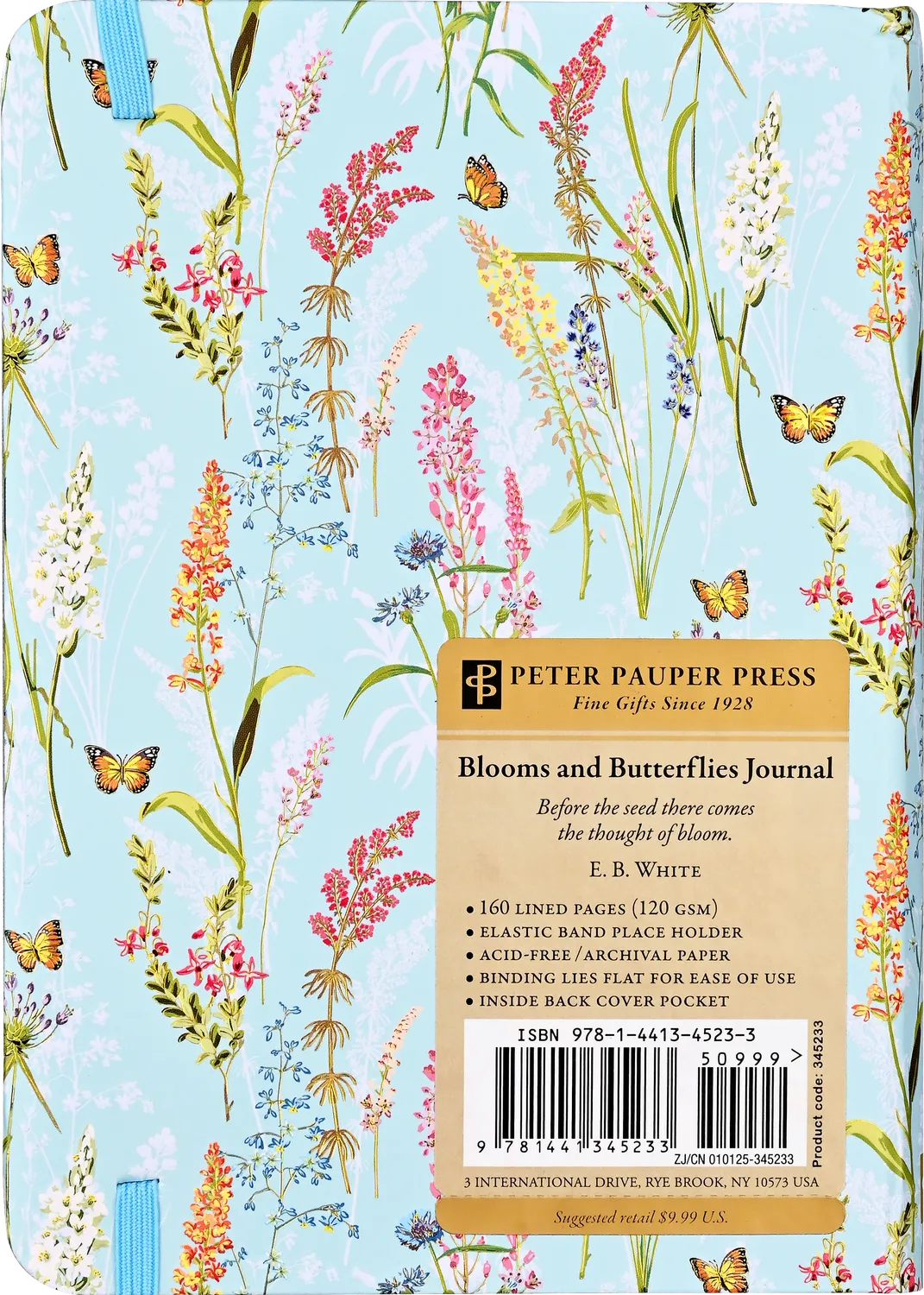Peter Pauper Press Blooms & Butterflies notatbok liten gullsnitt