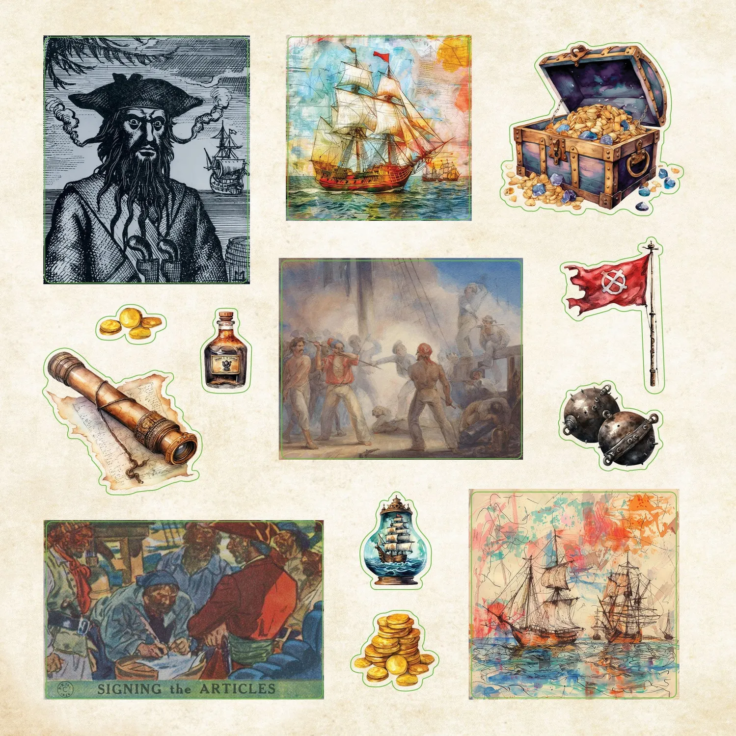 Peter Pauper Press Poseidon's Kingdom klistremerkebok 700 stk