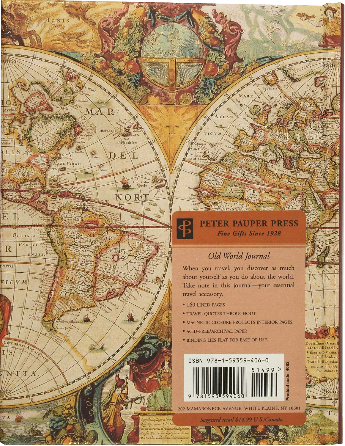 Peter Pauper Press Old World reisedagbok kart magnet