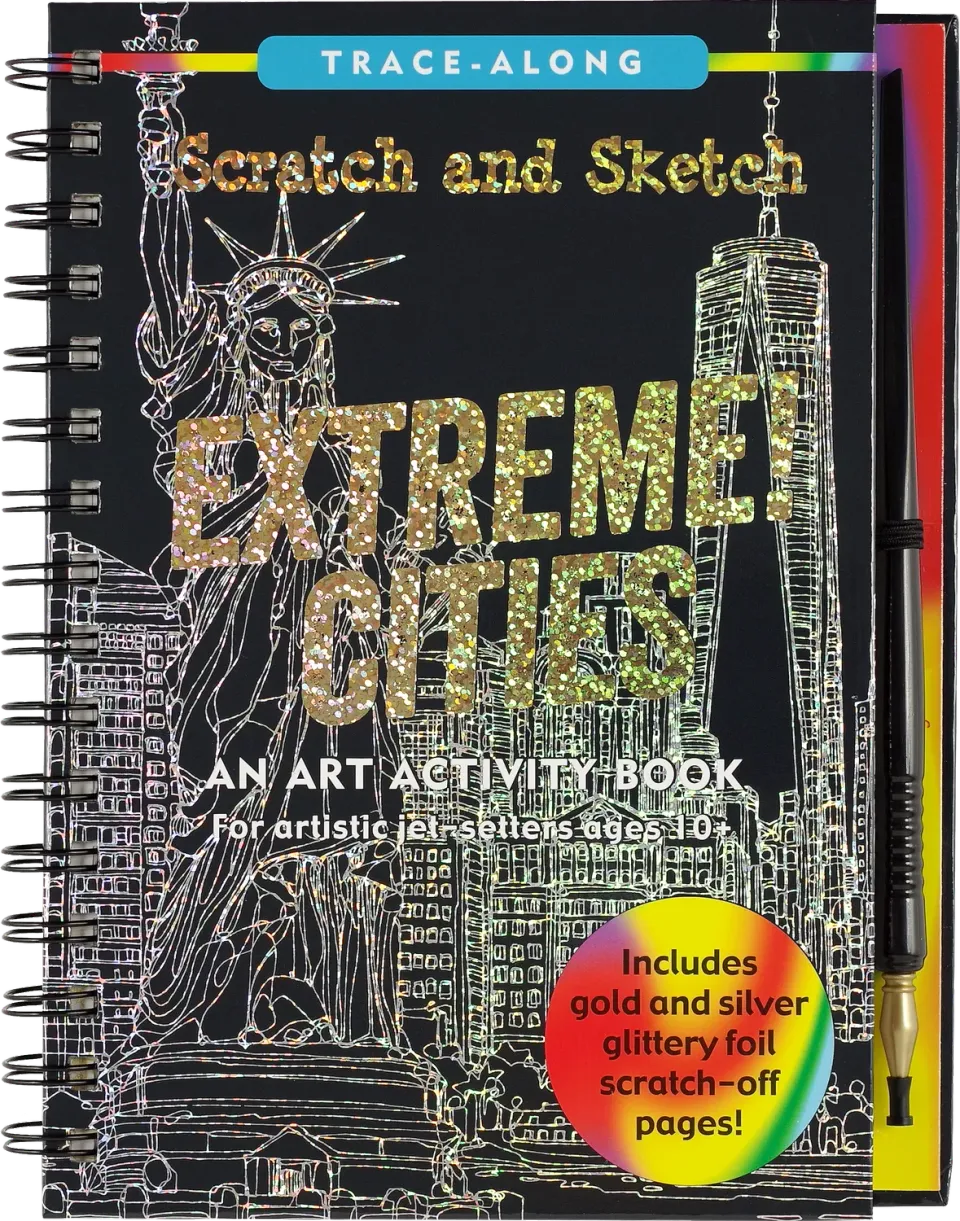Peter Pauper Press Extreme Cities Scratch and Sketch skrapebok 20 byer