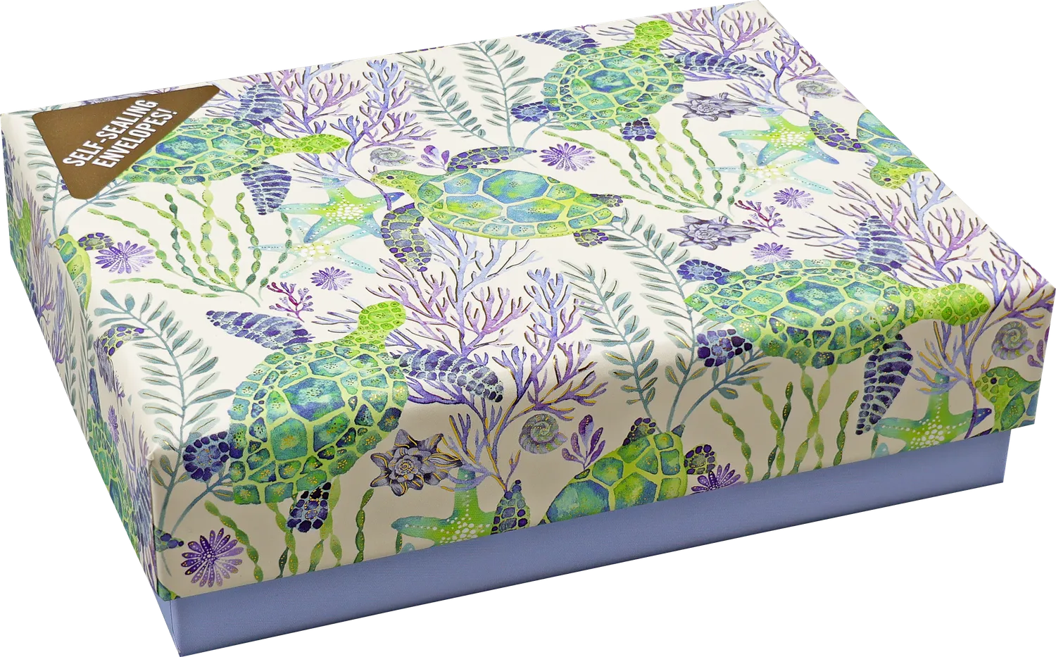 Peter Pauper Press Sea Turtles notekort 14 stk gullfolie