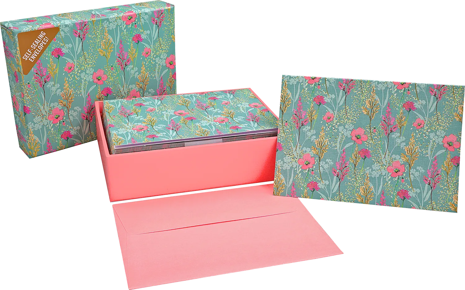 Peter Pauper Press Golden Meadow kortsett 14 kort blomster